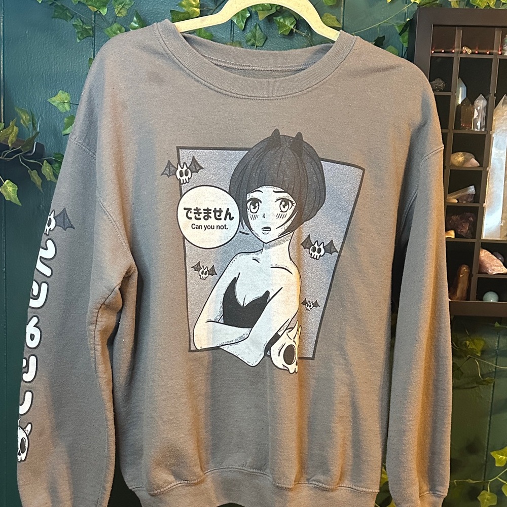 Hot Topic Gray Anime Graphic Sweater